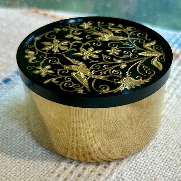 Vintage Oneida Brass Trinket Box with Velvet Lining, Floral Bird Lid – 2.5” Wide - Picture 14 of 15